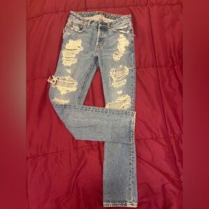 Abercrombie & Fitch Blue Distressed Jeans